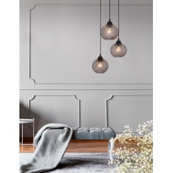 Dark Gray Glass  & Black Metal  LED E27 3x40W 230 Volt IP20 Bulb Excluded D: 30 H:160 cm 8103994