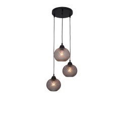 Dark Gray Glass  & Black Metal  LED E27 3x40W 230 Volt IP20 Bulb Excluded D: 30 H:160 cm 8103994