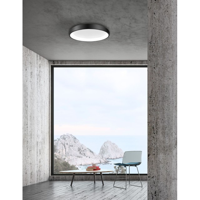 Black Aluminium & Acrylic LED 50 Watt 230 Volt 2750Lm 3000 IP20 D: 61 H: 8.5 cm 8105611
