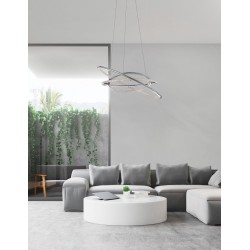 Chrome Aluminium & Acrylic AdjusTable LED 55 Watt 230 Volt 3900Lm 3000 IP20 D: 60 H: 120 cm 8107401