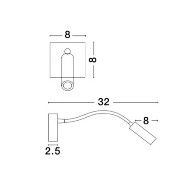 Wall Light Satin Nickel Aluminium LED 3W 3200K L:32 W:8 H:31cm 8128202