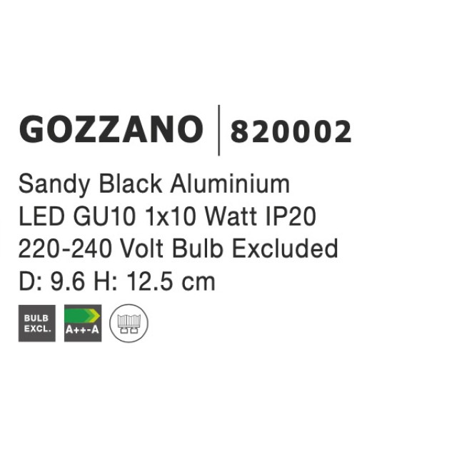 Σποτ Οροφής GU10 Μαύρο Gozzano 820002 NOVA LUCE