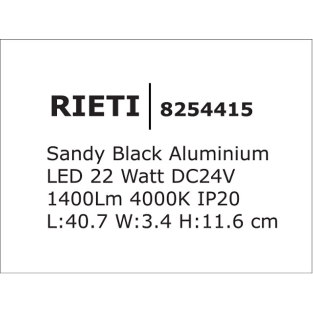 Sandy Black Aluminium 22W DC24V Philips L:40.7 W:3.4 H:11.6 1400Lm 4000K IP20