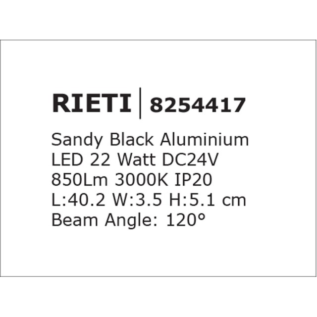 Sandy Black Aluminium 22W DC24V Philips L:40,2 W:3.5 H:5.1 850Lm 3000K IP20