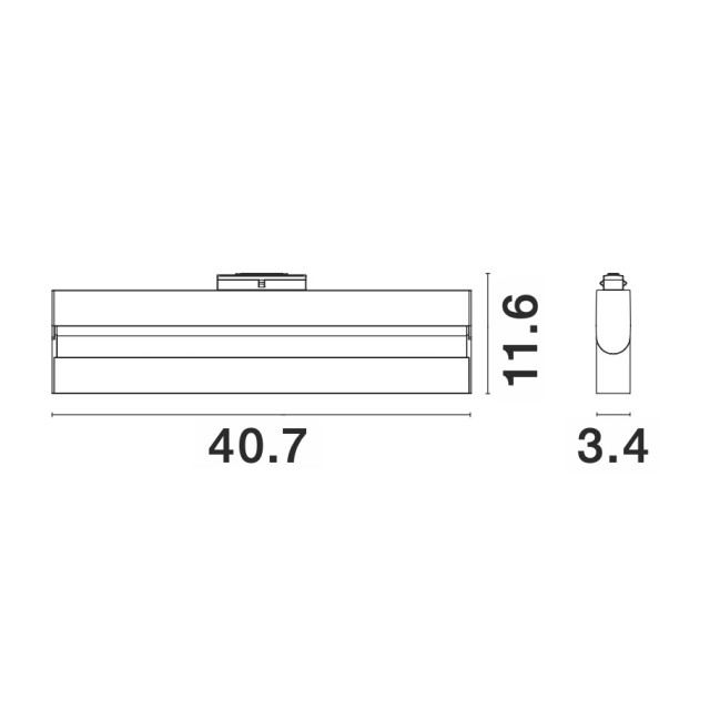 Sandy Black Aluminium 22W DC24V Philips L:40.7 W:3.4 H:11.6 1230Lm 3000K IP20