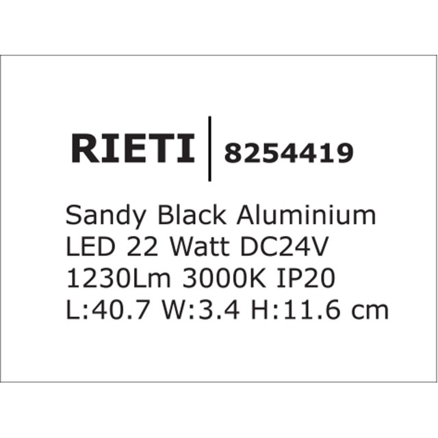 Sandy Black Aluminium 22W DC24V Philips L:40.7 W:3.4 H:11.6 1230Lm 3000K IP20