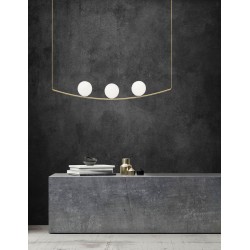 Brass Metal White Glossy Glass Brass Fabric Cable LED E14 3x40 Watt IP20 Bulb Excluded L:180 H:120cm 8279602