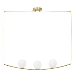 Brass Metal White Glossy Glass Brass Fabric Cable LED E14 3x40 Watt IP20 Bulb Excluded L:180 H:120cm 8279602