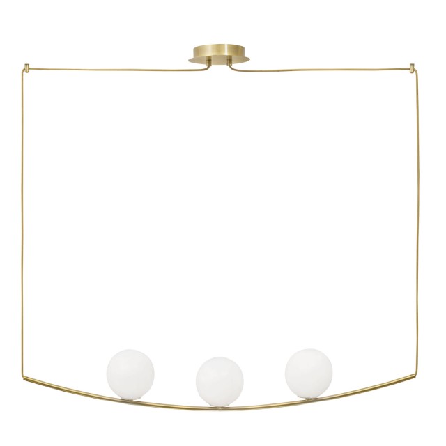 Brass Metal White Glossy Glass Brass Fabric Cable LED E14 3x40 Watt IP20 Bulb Excluded L:180 H:120cm 8279602
