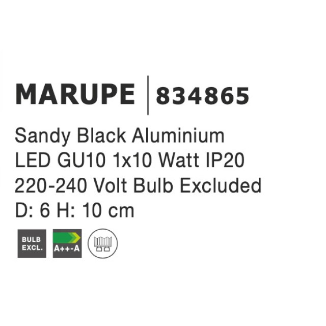 Σποτ MARUPE Μαύρο H10 Nova Luce