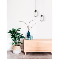 Clear Glass Brown Metal Base Brown Fabric Wire LED E14 1x40W IP20 Bulb Excluded D: 12 H:120 cm 838184