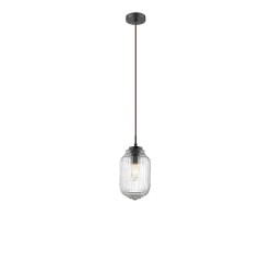 Clear Glass Brown Metal Base Brown Fabric Wire LED E14 1x40W IP20 Bulb Excluded D: 12 H:120 cm 838184