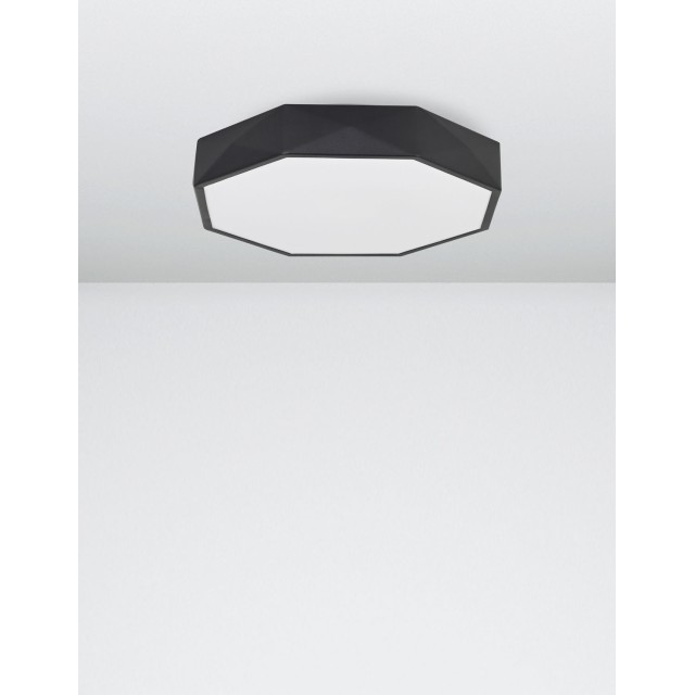Sandy Black Aluminium Matt White Acrylic Diffuser LED 24 Watt 230 Volt 1380Lm 3000 IP20 D: 40 H: 6 cm 9001491