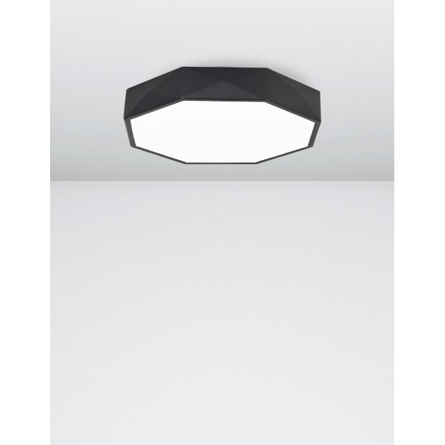 Sandy Black Aluminium Matt White Acrylic Diffuser LED 24 Watt 230 Volt 1380Lm 3000 IP20 D: 40 H: 6 cm 9001491