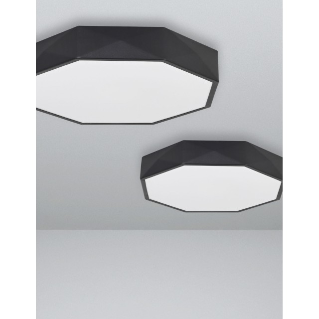 Sandy Black Aluminium Matt White Acrylic Diffuser LED 24 Watt 230 Volt 1380Lm 3000 IP20 D: 40 H: 6 cm 9001491