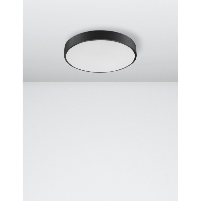 Sandy Black Aluminium Matt White Acrylic Diffuser LED 24 Watt 230 Volt 1380Lm 3000 IP20 D: 40 H: 5 cm 9001531