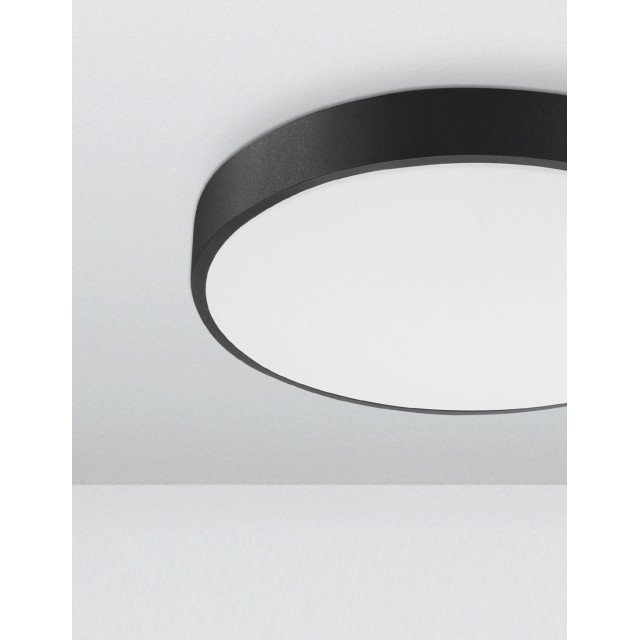 Sandy Black Aluminium Matt White Acrylic Diffuser LED 24 Watt 230 Volt 1380Lm 3000 IP20 D: 40 H: 5 cm 9001531