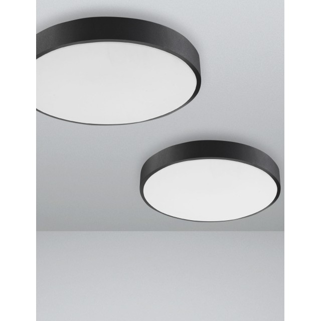 Sandy Black Aluminium Matt White Acrylic Diffuser LED 24 Watt 230 Volt 1380Lm 3000 IP20 D: 40 H: 5 cm 9001531