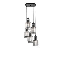 Black Aluminium & Crystal LED E27 5x40 Watt 230 Volt IP20 Bulb Excluded D: 50 H: 120 cm 9001702