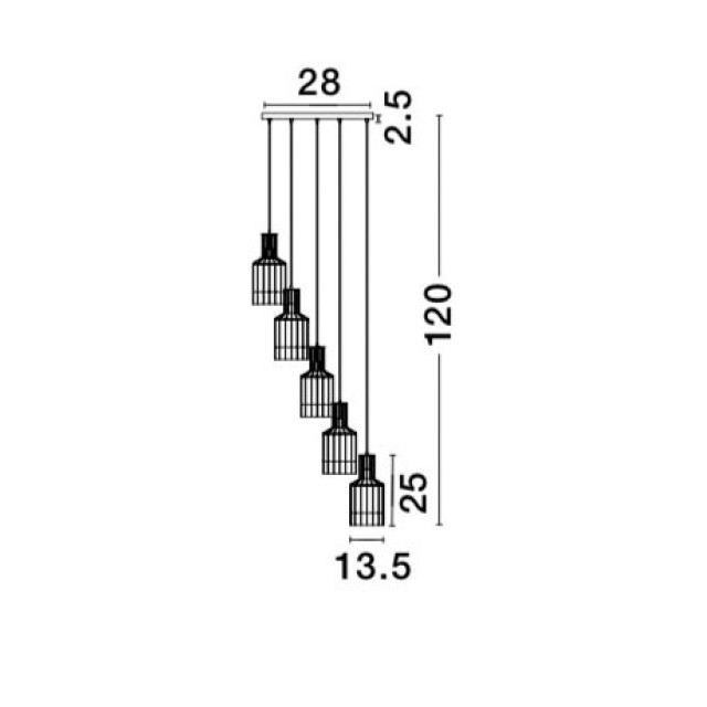 Black Aluminium & Crystal LED E27 5x40 Watt 230 Volt IP20 Bulb Excluded D: 50 H: 120 cm 9001702