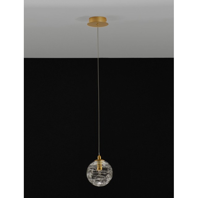 Brass Gold Metal Clear Glass LED G9 1x5 Watt 230 Volt IP20 Bulb Excluded D: 12 H: 200 cm 9006041