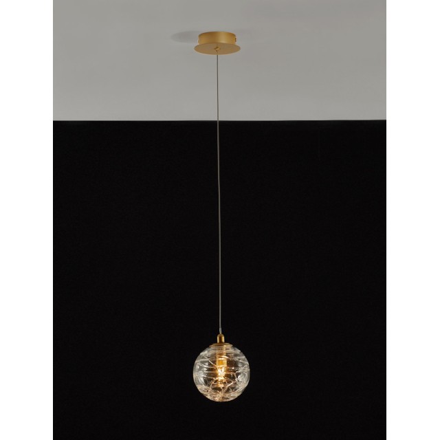 Brass Gold Metal Clear Glass LED G9 1x5 Watt 230 Volt IP20 Bulb Excluded D: 12 H: 200 cm 9006041