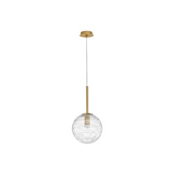 Brass Gold Metal Clear Glass LED E27 1x12 Watt 230 Volt IP20 Bulb Excluded D: 25 H: 200 cm 9006042