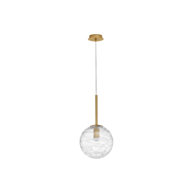 Brass Gold Metal Clear Glass LED E27 1x12 Watt 230 Volt IP20 Bulb Excluded D: 25 H: 200 cm 9006042