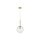 Brass Gold Metal Clear Glass LED E27 1x12 Watt 230 Volt IP20 Bulb Excluded D: 25 H: 200 cm 9006042