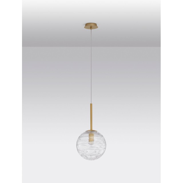 Brass Gold Metal Clear Glass LED E27 1x12 Watt 230 Volt IP20 Bulb Excluded D: 25 H: 200 cm 9006042