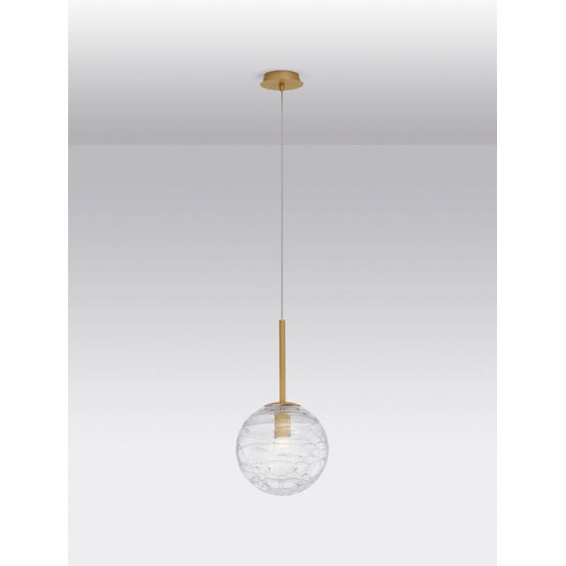 Brass Gold Metal Clear Glass LED E27 1x12 Watt 230 Volt IP20 Bulb Excluded D: 25 H: 200 cm 9006042
