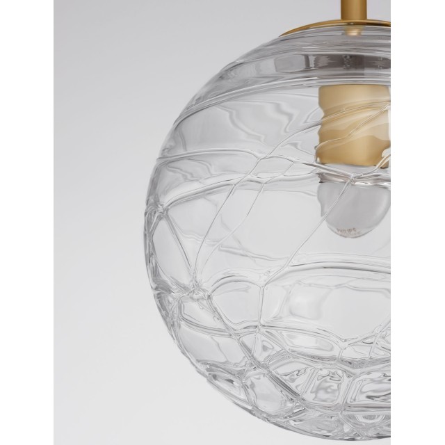 Brass Gold Metal Clear Glass LED E27 1x12 Watt 230 Volt IP20 Bulb Excluded D: 25 H: 200 cm 9006042