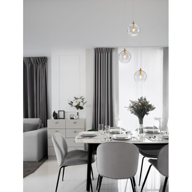 Brass Gold Metal Clear Glass LED G9 3x5 Watt 230 Volt IP20 Bulb Excluded D: 25 H: 180 cm 9006043