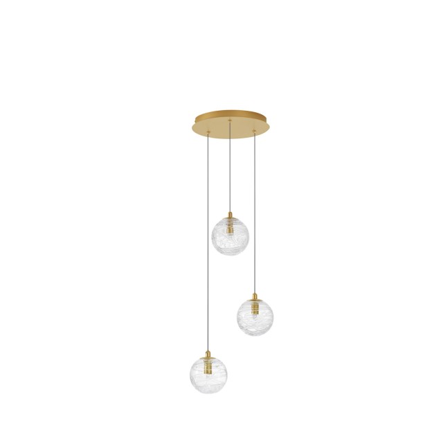 Brass Gold Metal Clear Glass LED G9 3x5 Watt 230 Volt IP20 Bulb Excluded D: 25 H: 180 cm 9006043