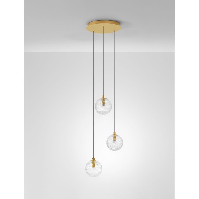 Brass Gold Metal Clear Glass LED G9 3x5 Watt 230 Volt IP20 Bulb Excluded D: 25 H: 180 cm 9006043