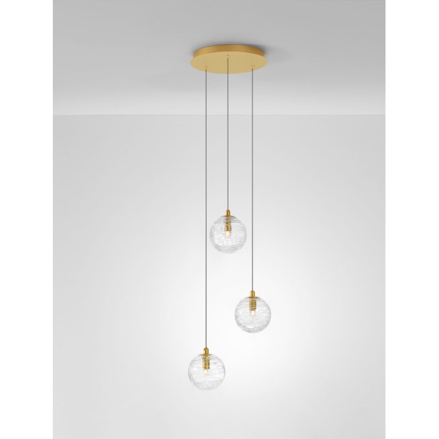 Brass Gold Metal Clear Glass LED G9 3x5 Watt 230 Volt IP20 Bulb Excluded D: 25 H: 180 cm 9006043