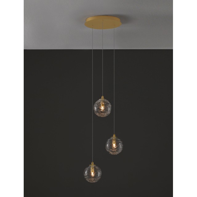 Brass Gold Metal Clear Glass LED G9 3x5 Watt 230 Volt IP20 Bulb Excluded D: 25 H: 180 cm 9006043