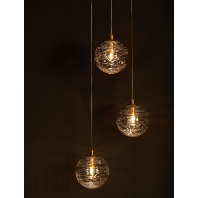 Brass Gold Metal Clear Glass LED G9 3x5 Watt 230 Volt IP20 Bulb Excluded D: 25 H: 180 cm 9006043