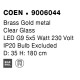 Brass Gold Metal Clear Glass LED G9 5x5 Watt 230 Volt IP20 Bulb Excluded D: 35 H: 180 cm 9006044