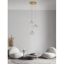 Brass Gold Metal Blown Clear Glass LED G9 3x5 Watt 230 Volt IP20 Bulb Excluded D: 25 H: 180 cm 9006048