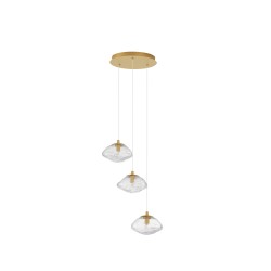Brass Gold Metal Blown Clear Glass LED G9 3x5 Watt 230 Volt IP20 Bulb Excluded D: 25 H: 180 cm 9006048
