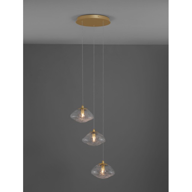 Brass Gold Metal Blown Clear Glass LED G9 3x5 Watt 230 Volt IP20 Bulb Excluded D: 25 H: 180 cm 9006048