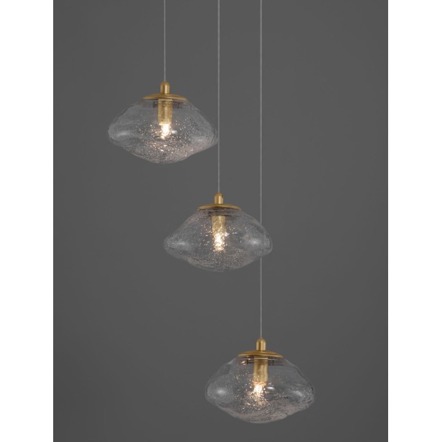 Brass Gold Metal Blown Clear Glass LED G9 3x5 Watt 230 Volt IP20 Bulb Excluded D: 25 H: 180 cm 9006048