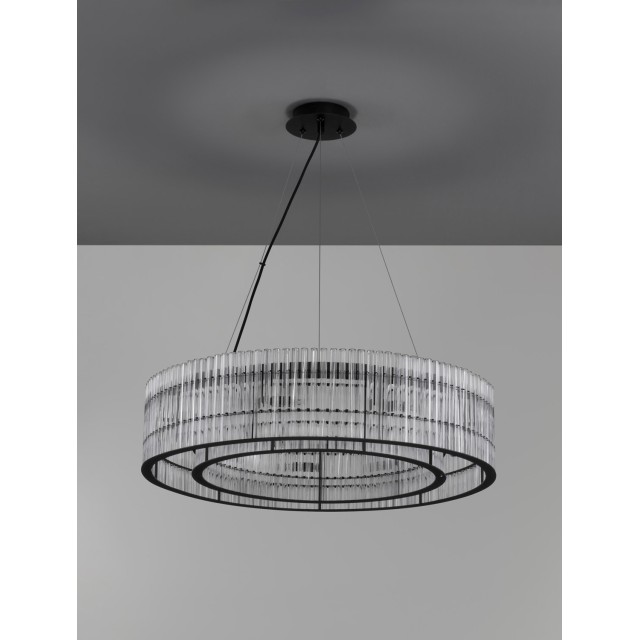 Matt Black Metal& Clear Glass (220 pcs)LED G9 9x5 Watt 230 Volt IP20 Bulb ExcludedD: 70 H: 210 cm Adjustable Height