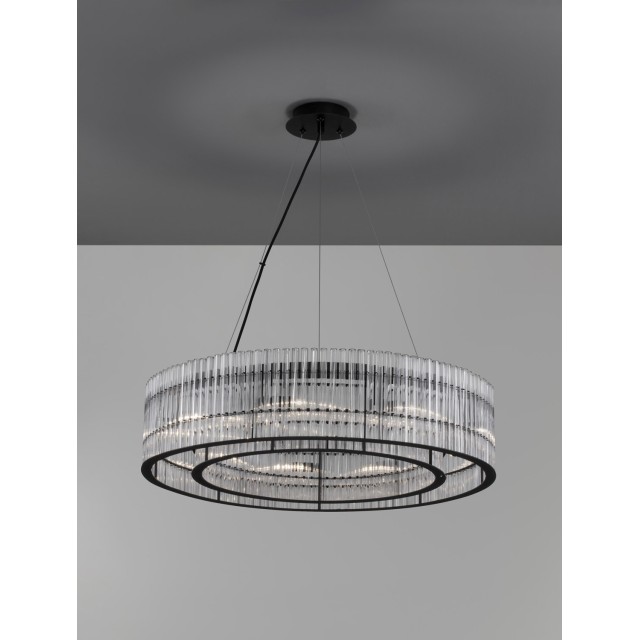 Matt Black Metal& Clear Glass (220 pcs)LED G9 9x5 Watt 230 Volt IP20 Bulb ExcludedD: 70 H: 210 cm Adjustable Height