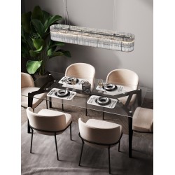 Matt Black Metal & Clear Glass (140 pcs) LED G9 7x5 Watt 230 Volt IP20 Bulb Excluded L: 110 W: 18 H: 210 cm Adjustable Height