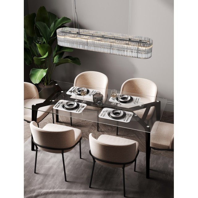 Matt Black Metal & Clear Glass (140 pcs) LED G9 7x5 Watt 230 Volt IP20 Bulb Excluded L: 110 W: 18 H: 210 cm Adjustable Height