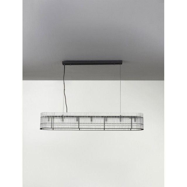 Matt Black Metal & Clear Glass (140 pcs) LED G9 7x5 Watt 230 Volt IP20 Bulb Excluded L: 110 W: 18 H: 210 cm Adjustable Height