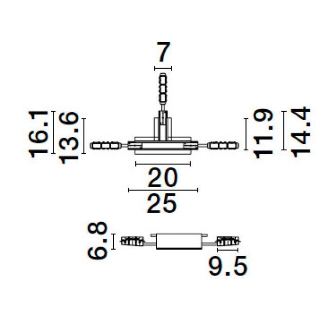 Sandy Black Aluminium T Corner Connector