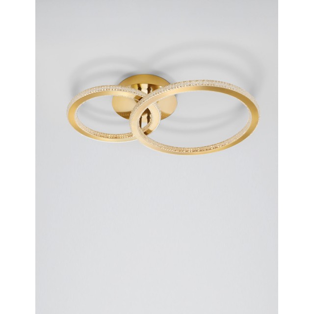 Brass Gold Aluminium & Acrylic LED 48 Watt 230 Volt 3036Lm 2928K IP20 D1: 30 D2: 40 W: 40 H: 13 cm 9011137